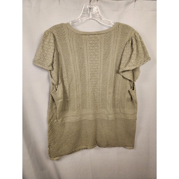Torrid Sweater Womens 3X Everyday Soft Pointelle Pullover Short Sleeve Green - Picture 2 of 6